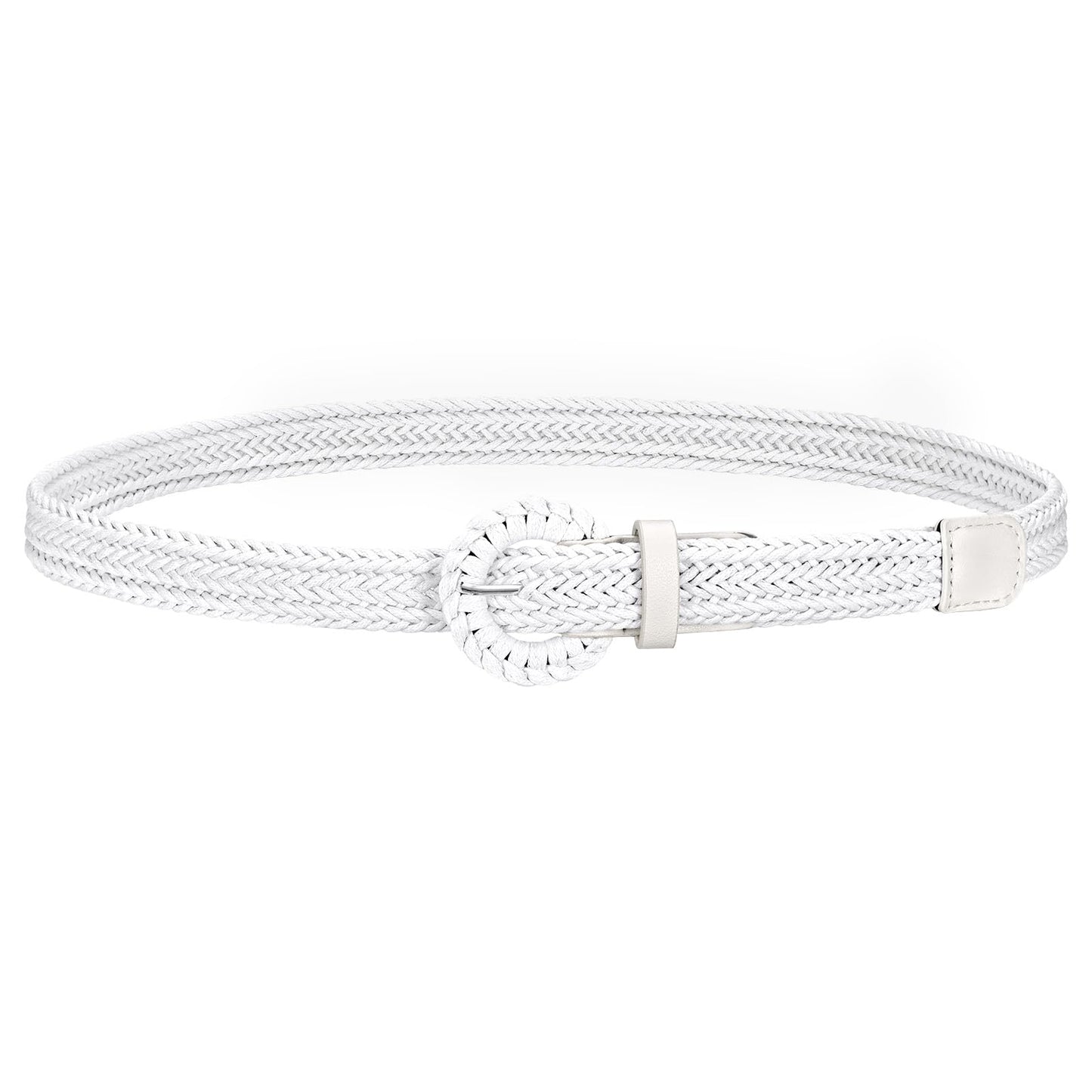 HOTJASGOOD Women's Straw Braided Woven Boho Belt - Skinny Raffia Waist Strap for Summer Dresses & Jeans(Width:0.9")