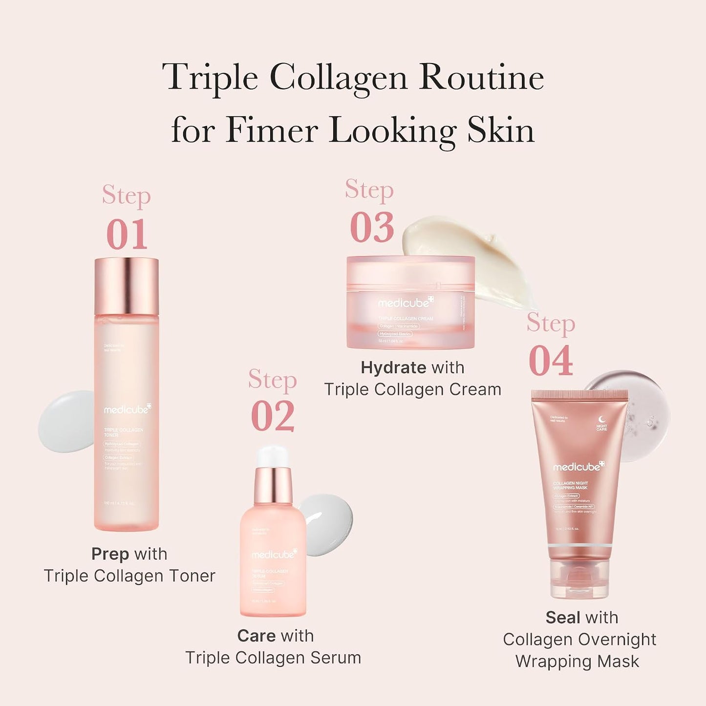 HOTMedicube Triple Collagen Serum 1.85 fl.oz - Nourish dull skin with Triple Collagen Complex - A lightweight serum with Niacinamide and Hyaluronic Acid - Korean Skincare