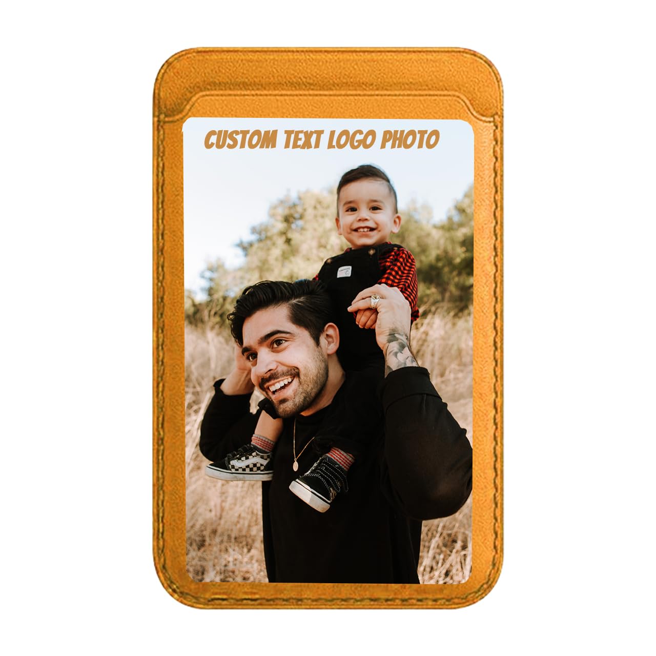 HOTCustom Leather Wallet for iPhone 16/15/14/13/12 Pro/Max/Plus/Mini Phone & Magnetic Case, Customizable Photo Text Words DIY Gift for Mens Ladies,RFID Card Holder with MagSafe Magnet Closure,Navy