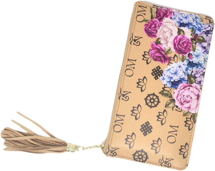 HOTFeng Shui The Wealthy and Auspicious Peony Wallet W3652 (Brown)