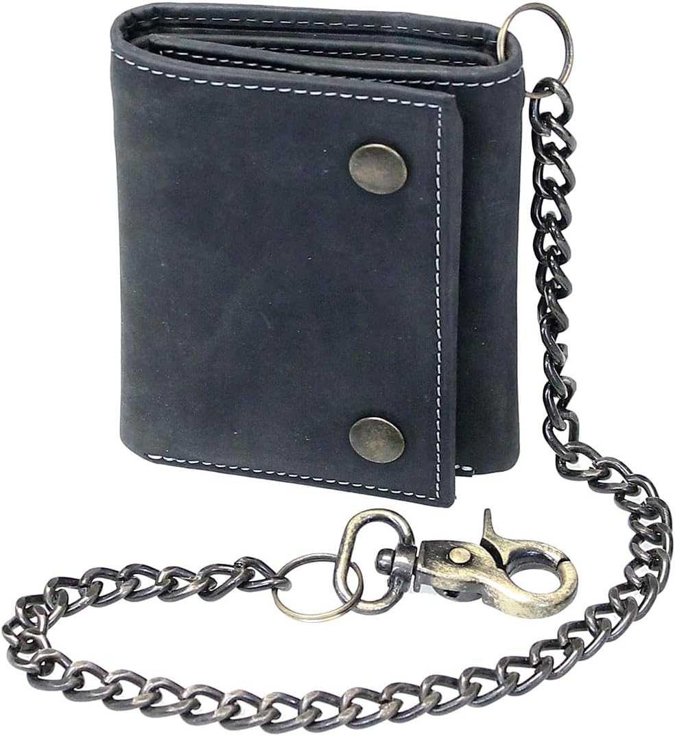 HOTVintage Black RFID Trifold Chain Wallet #WC513210KID