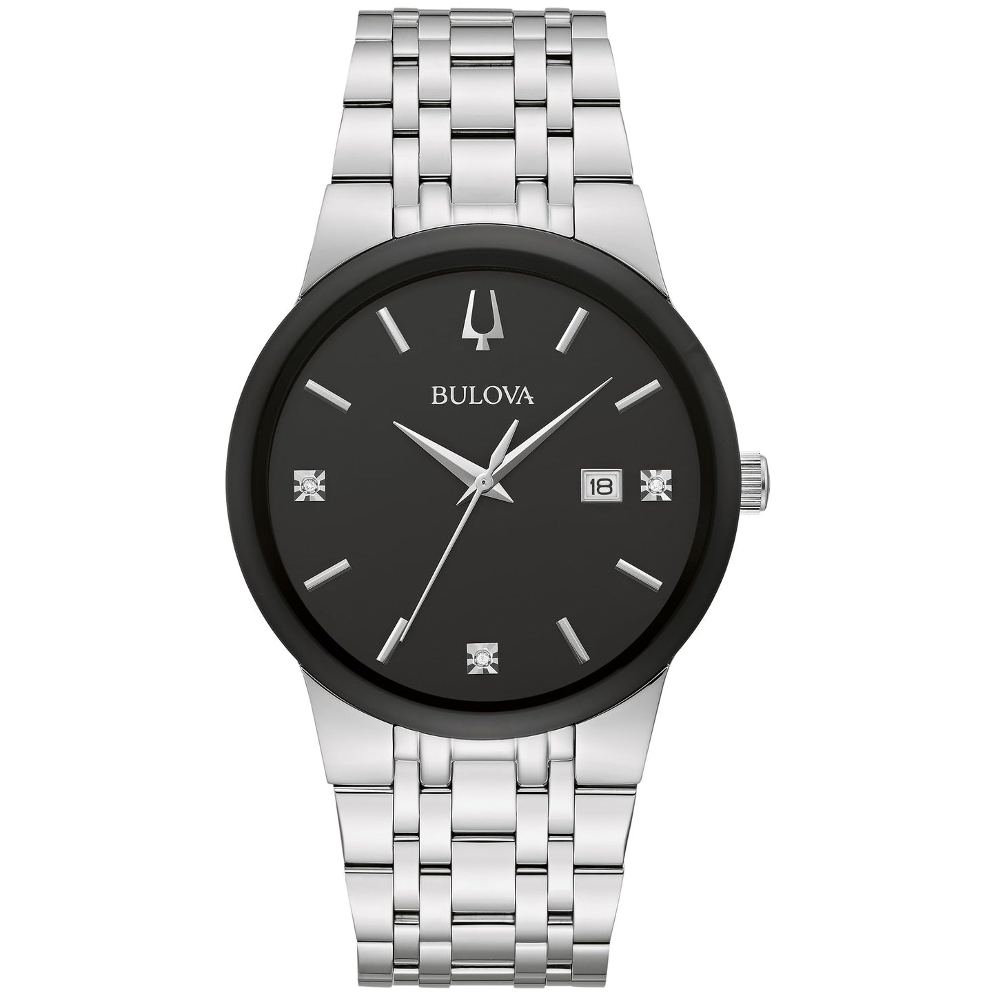 HOTBulova Men's Modern Gold Tone Stainless Steel 3-Hand Calendar Date Quartz Watch, Diamond Dial