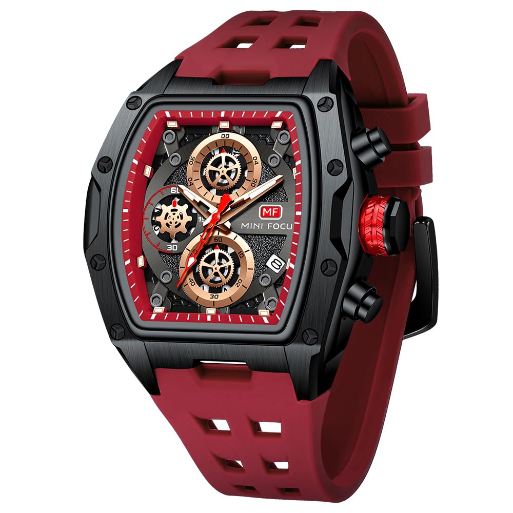 HOTMF MINI FOCUS Men Watches Unique Casual Wrist Watches (Chronograph/Waterproof/Luminous/Calendar) Silicon Band Fashion Watches for Men