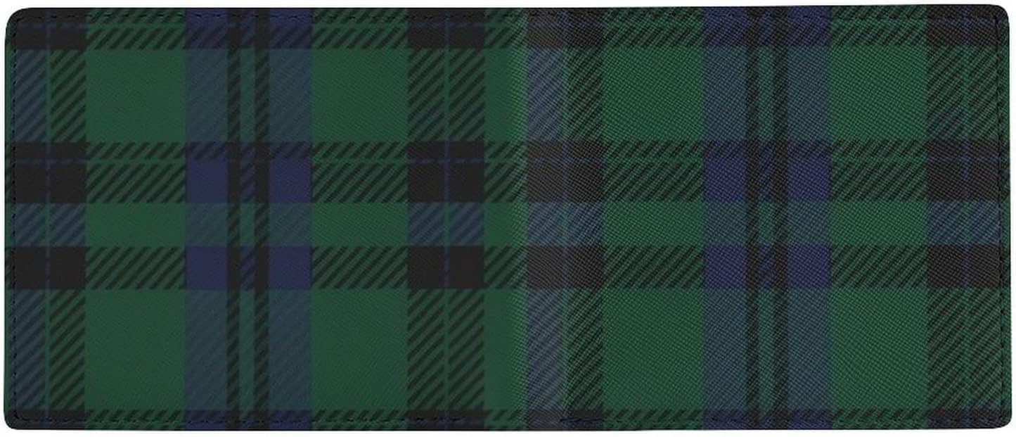 HOTSlim Wallet for Women, Bifold Large Capacity Card Holder Wallet with Cash Compartments and ID Window, Cute Change Purse Easy Access, Green Scottish Tartan Check Plaid