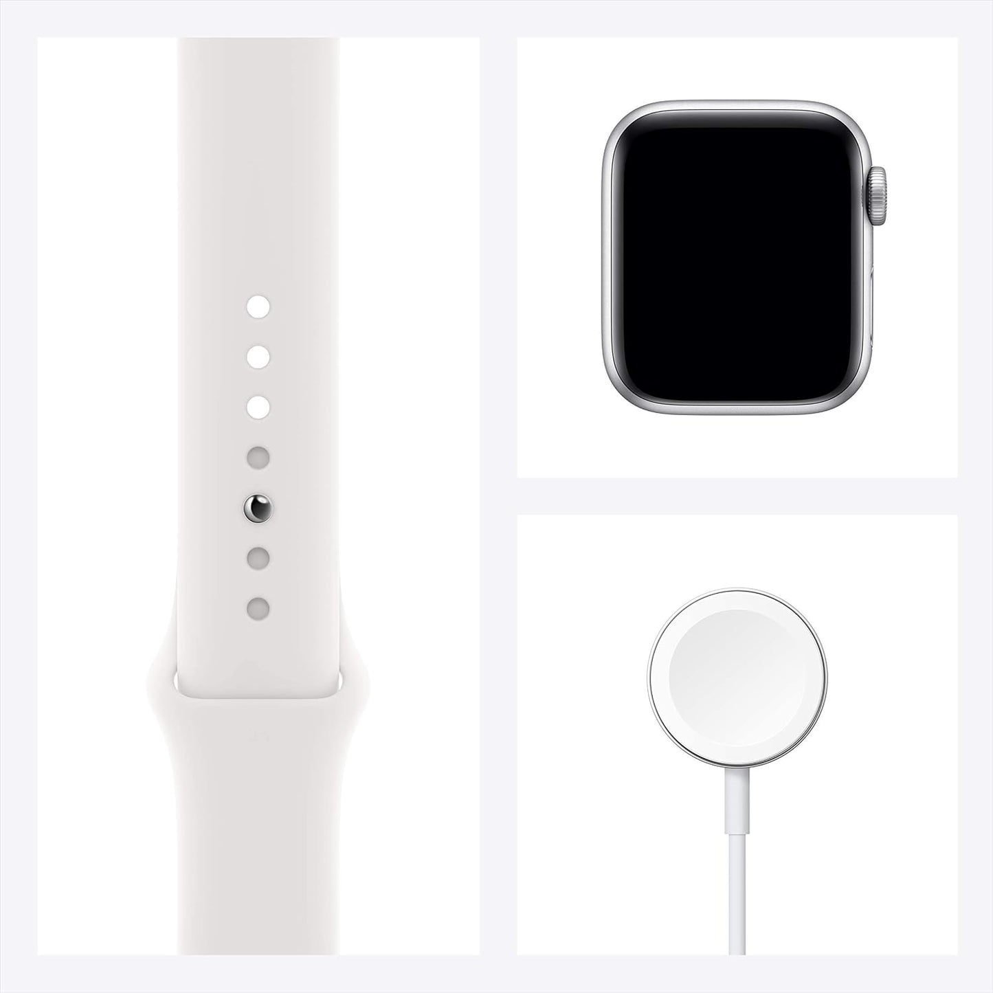 HOTApple Watch SE (GPS, 40mm) - Silver Aluminum Case with White Sport Band (Renewed)