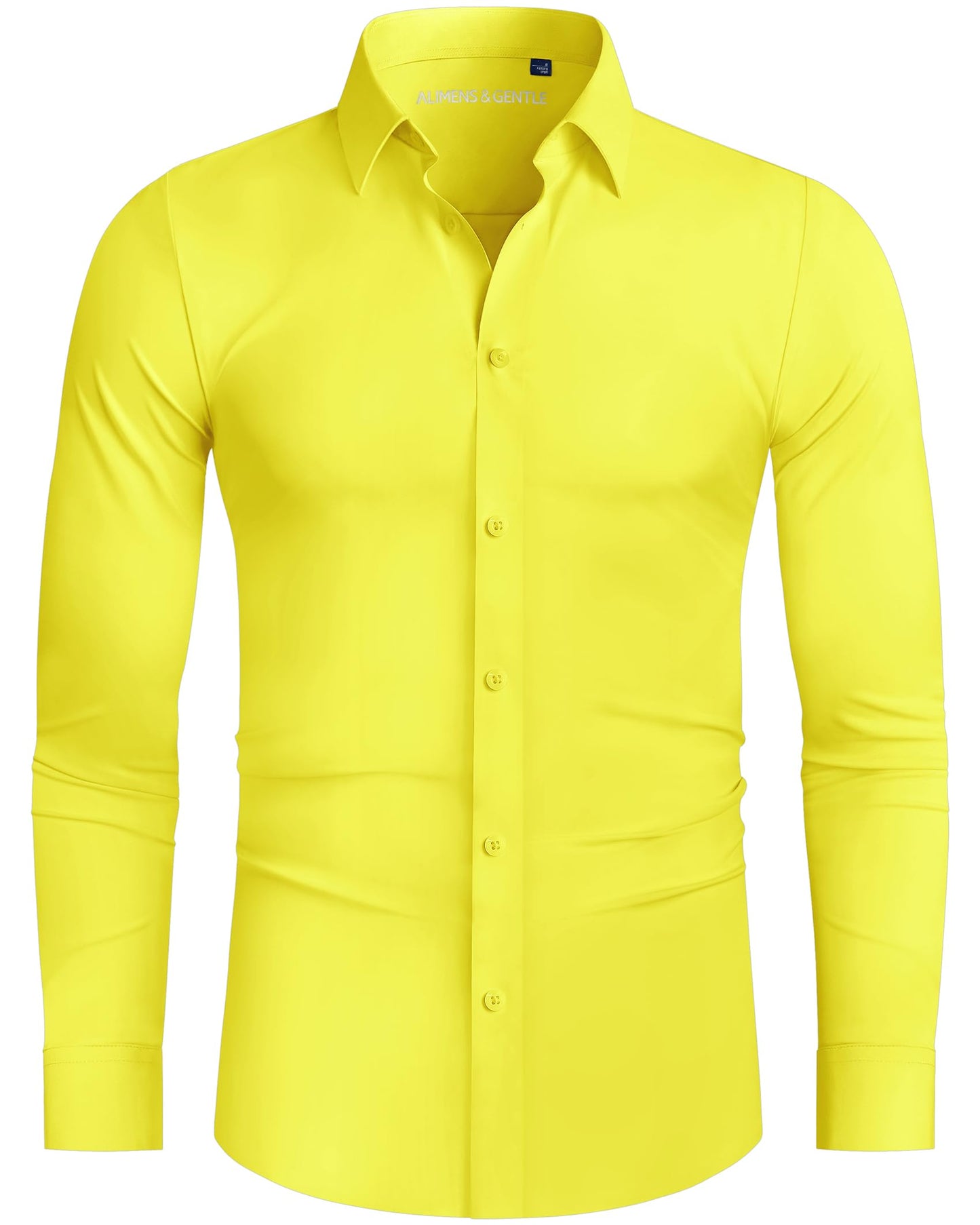 HOTAlimens & Gentle Stretch Mens Dress Shirts Slim Fit Long Sleeve Casual Skinny Muscle Fit Wrinkle Free Button Down Shirt