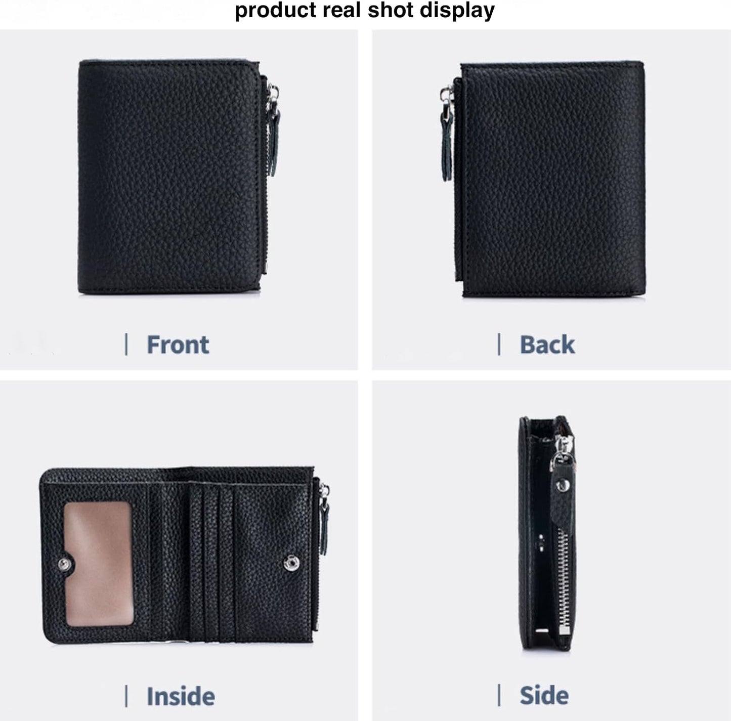 HOTGenuine Leather Womens RFID Blocking Bifold Wallet Zipper Pocket ID Window | Multi Card Slots for Credit Cards, Separate Cash & Coin Zipper Pocket, Anti-theft RFID Shielding Purse for Women