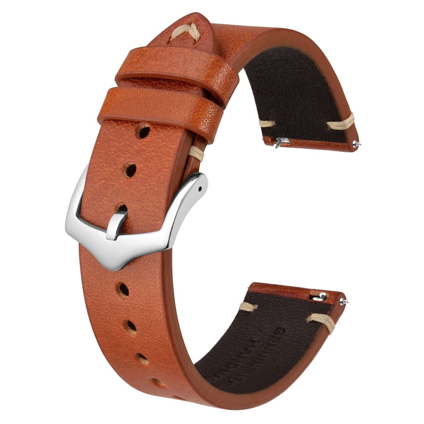HOTBISONSTRAP Men's Watch Bands, Hand-Stitched Leather Watch Straps, Quick Release, 18mm 19mm 20mm 21mm 22mm