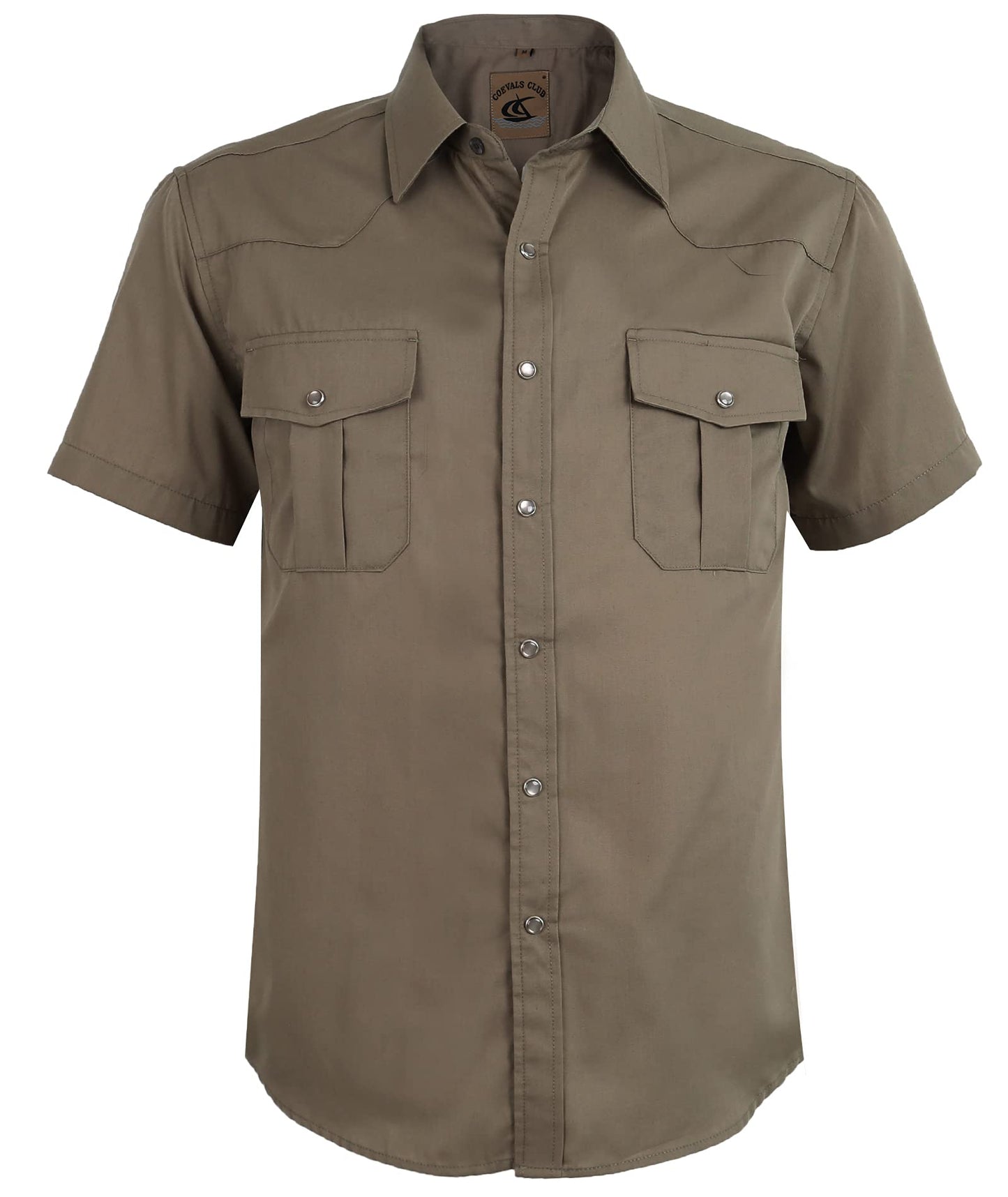HOTCOEVALS CLUB Men's Western Cowboy Short Sleeve Pearl Snap Casual Plaid Work Shirts
