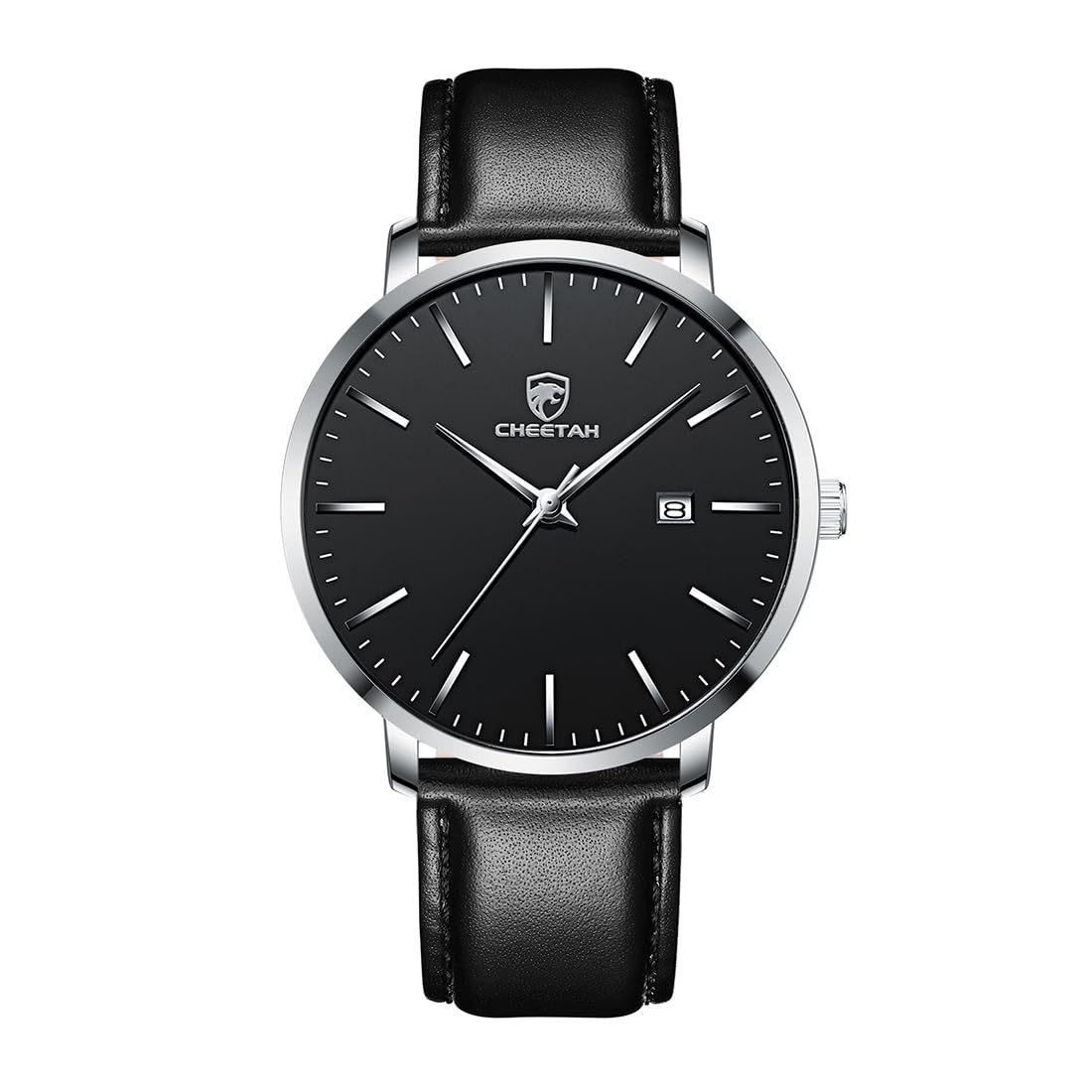HOTCHEETAH Minimalist Waterproof Quartz Watches for Men with Leather Strap, Auto Date