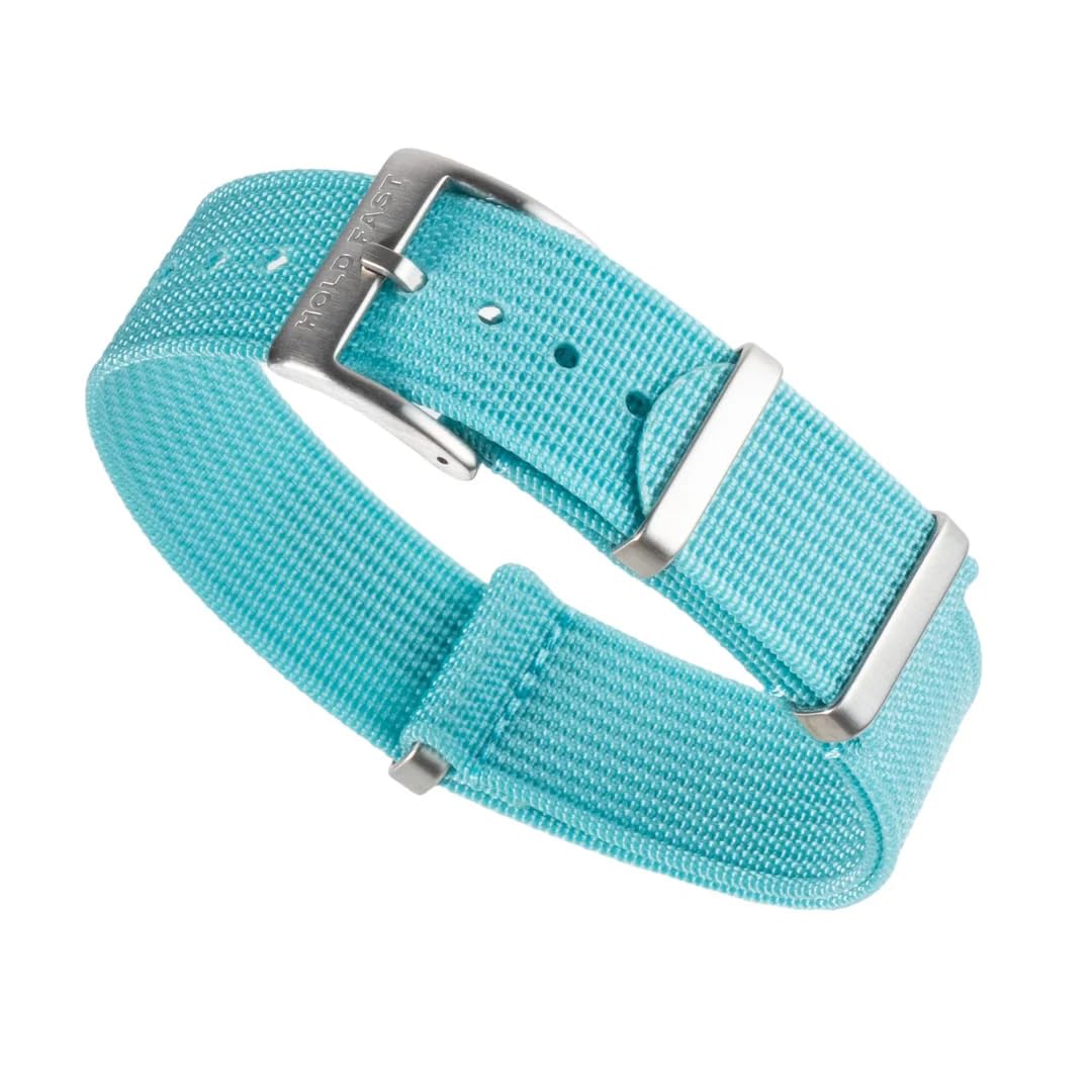 HOTAnchor Strap Co | Ribbed Nylon Watch Strap | Ridge Weave Quick-Dry Band | Brushed Stainless Steel Buckle | Floating Keeper | Heat-Sealed Notches | 5.75–8.5in Wrists