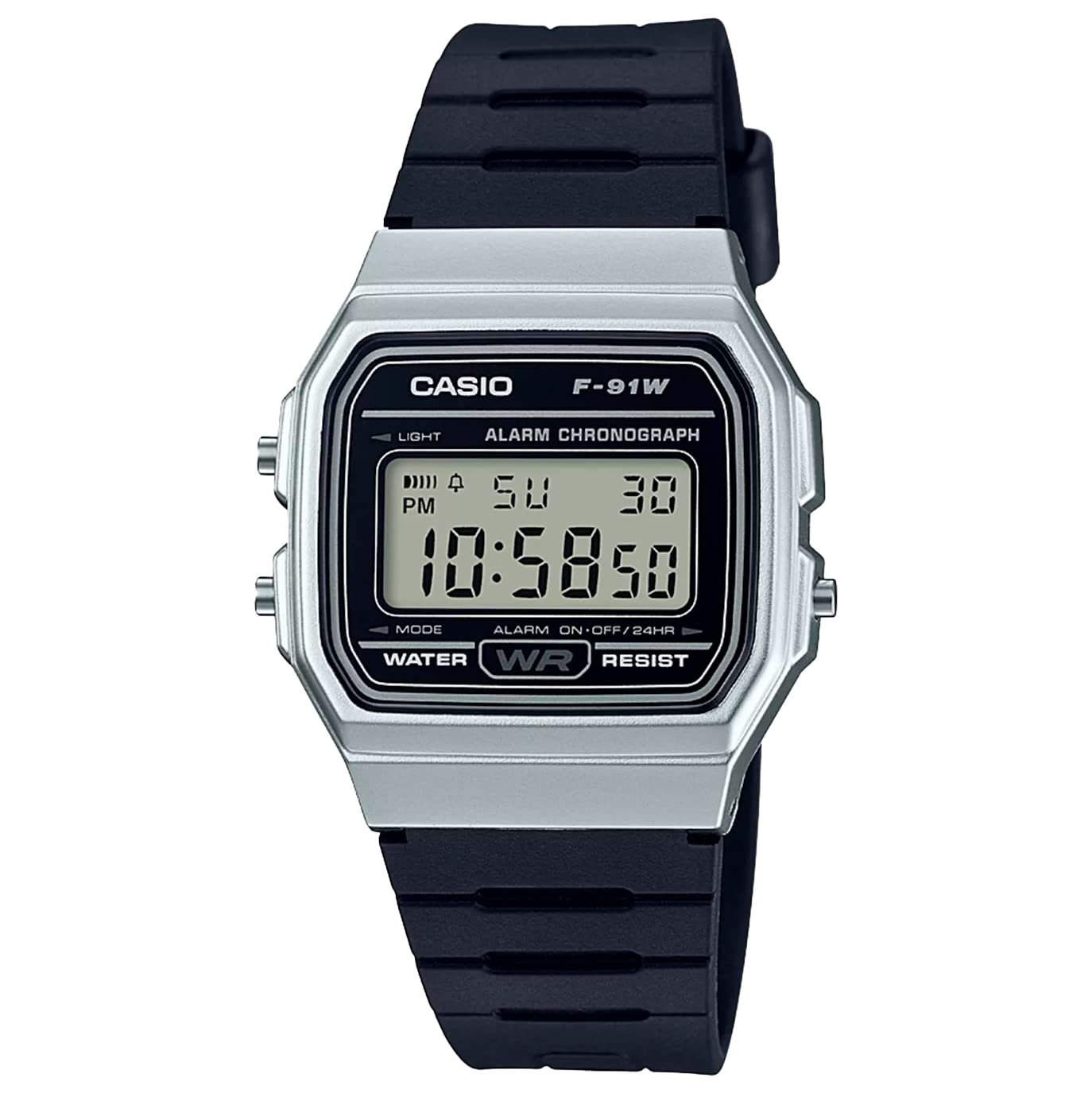 HOTCasio F91W Series | Digital Watch | Water Resistant | LED Light | 1/100 SEC Stopwatch | Regular Time Keeping (HR, Min, SEC, PM, Date, Day) | Daily Alarm | Lightweight | 7 Year Battery