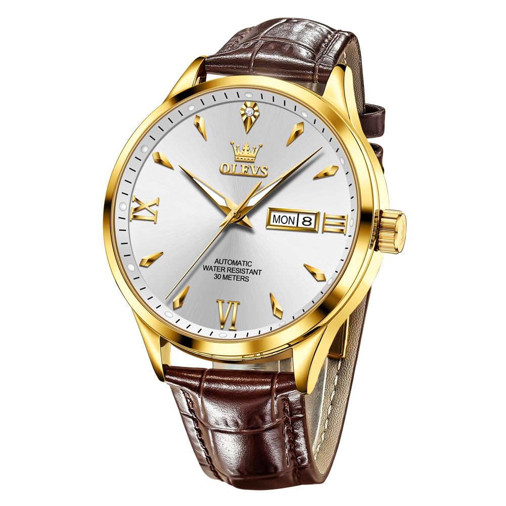 HOTOLEVS Leather Watches for Men Casual Easy to Read Quartz Number Waterproof