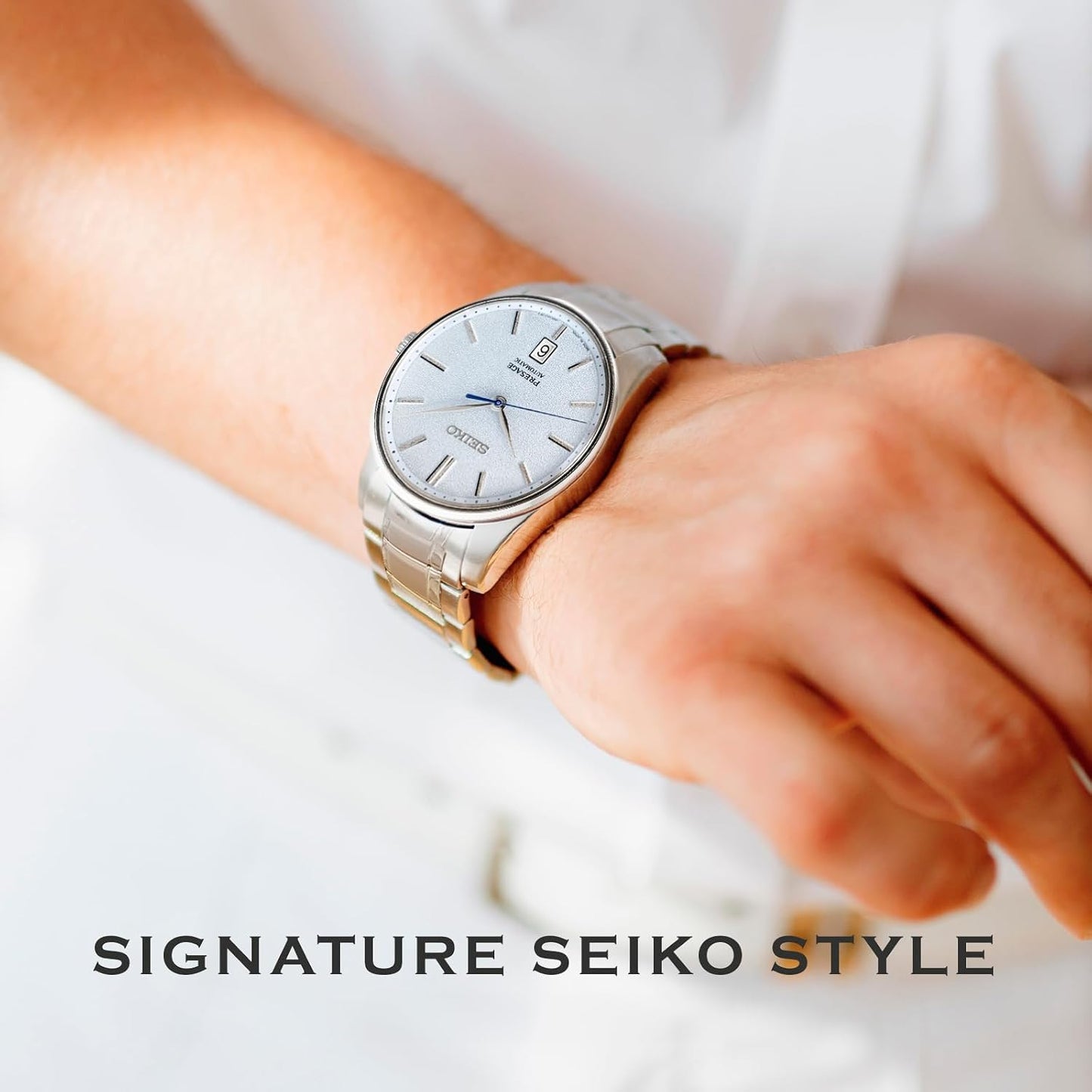 HOTSEIKO SRP53- Presage Collection - Patterned Stone Blue Dial - Stainless Steel Wrist Band, Sapphire Crystal Display - Water-Resistant 30M