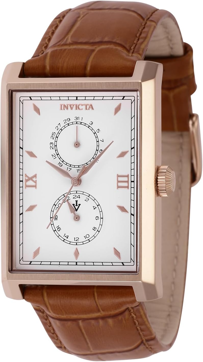 HOTInvicta Men's Vintage 30mm Leather Quartz Watch, Light Brown (Model: 46858)
