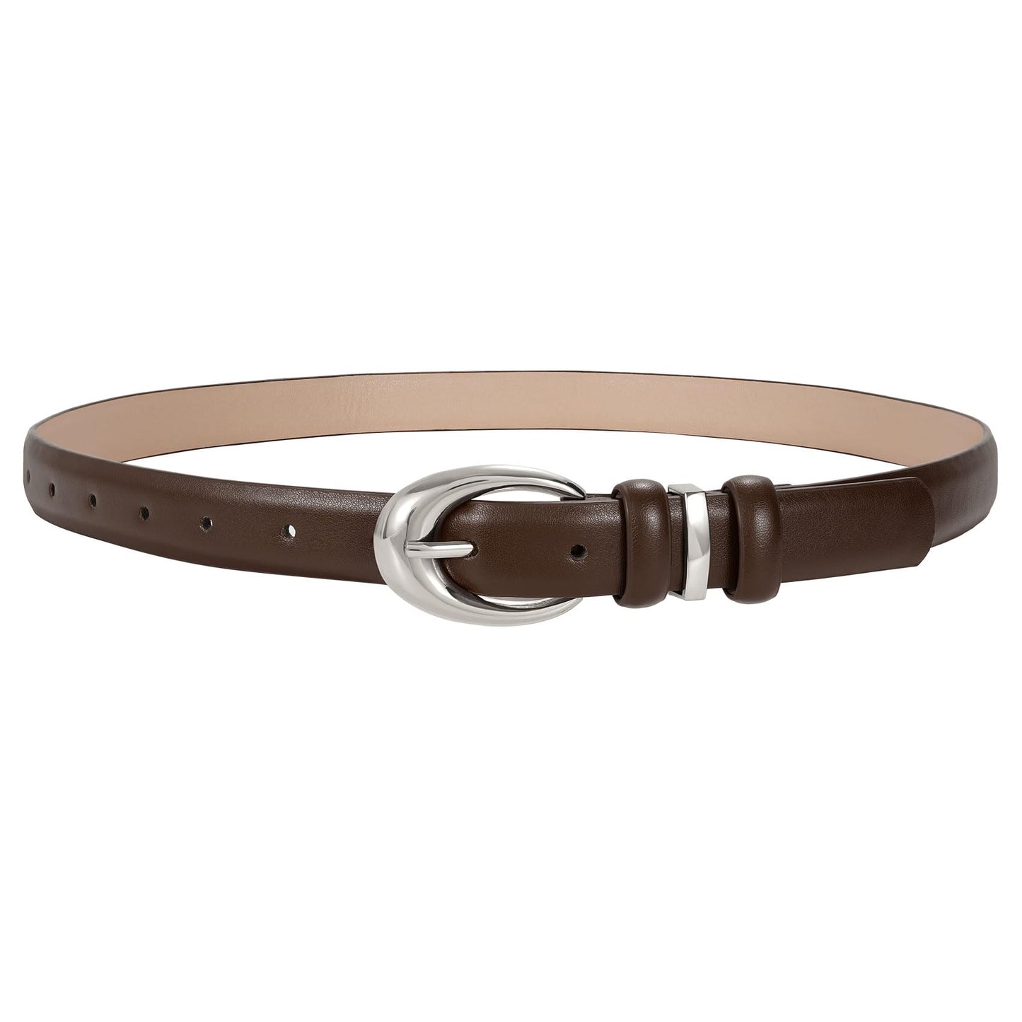 HOTTRIWORKS Women Leather Belt for Jeans Pants Fashion Ladies Skinny Faux Leather Dress belt with Gold Buckle