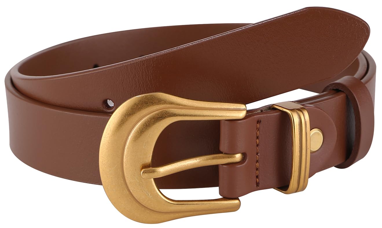 HOTALAIX Women's Belt Western Belts Silver Gold Buckle Black Leather Belt Pants Jeans Belts for Women