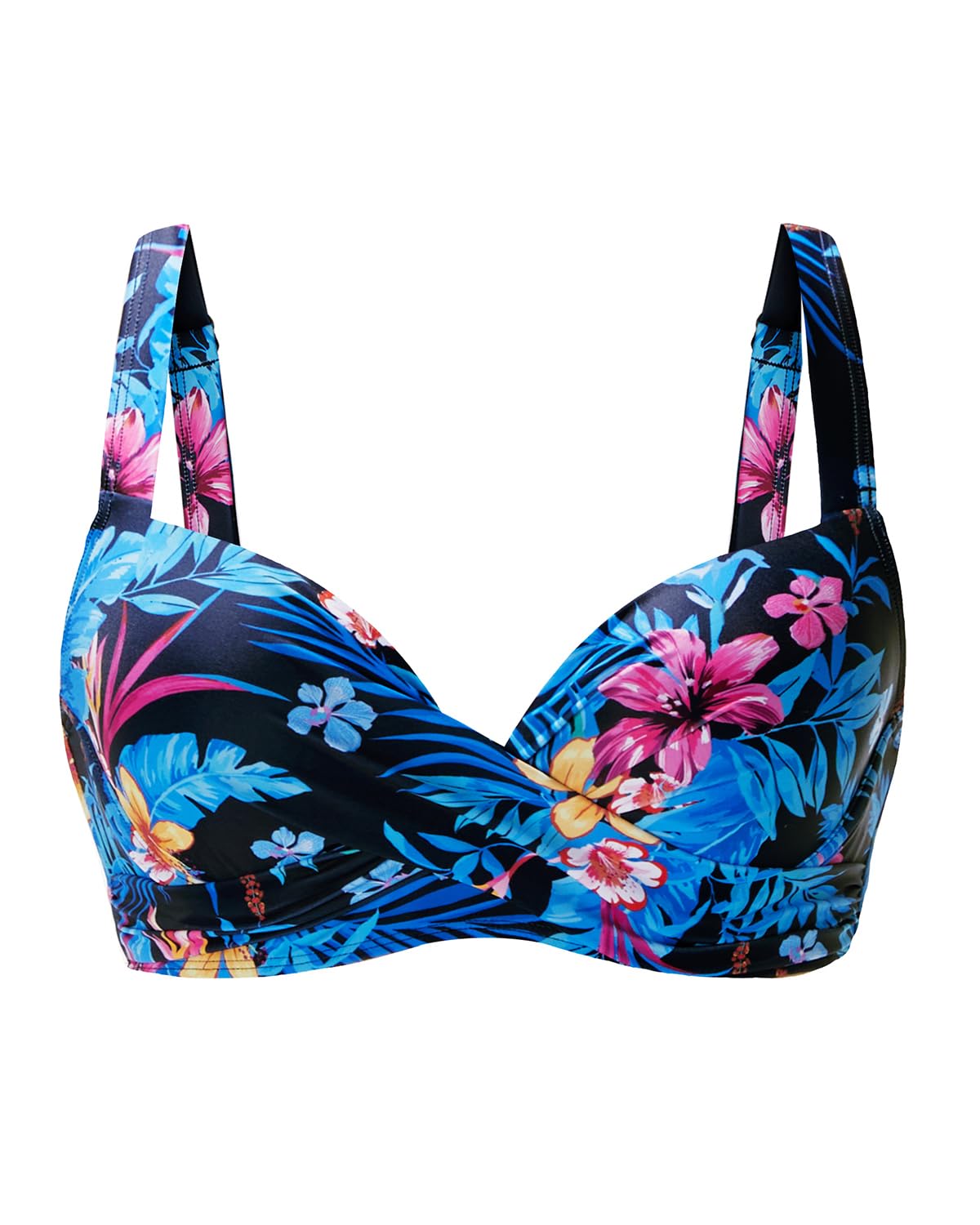 HOTWomen Underwire Bikini Top - Bra Padded Push Up Swimsuit Top | Twist Front Design, Wide Adjustable Straps,Unremovable Cups for Fixed Lift,Full Lining,3-gear Adjustable Hook Closure