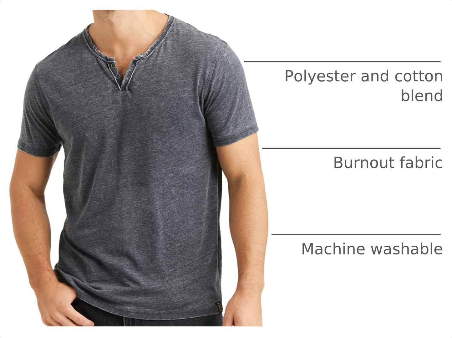 HOTLucky Brand Men's Venice Burnout Notch Neck Tee Shirt