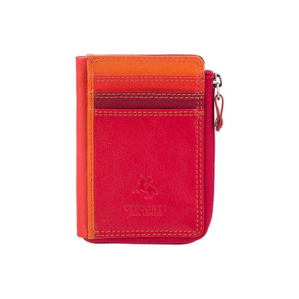 HOTVISCONTI RB110 Phi Phi Womens Leather Slim Zipped ID Credit Card Holder Wallet/Purse (Plum)
