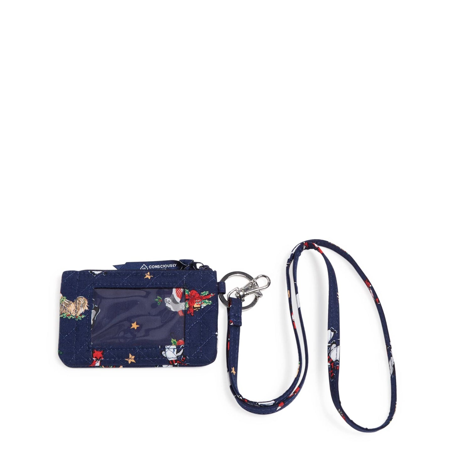 HOTVera Bradley Women's Cotton Zip ID Case and Lanyard Combo