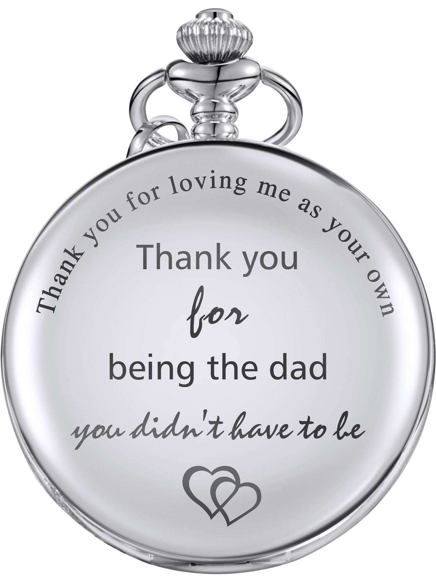 HOTTatuo Dad Presents Pocket Watch for Father in Law, Stepdad Thank You for Loving Me as Your Own Quartz Pocket Watch for Father