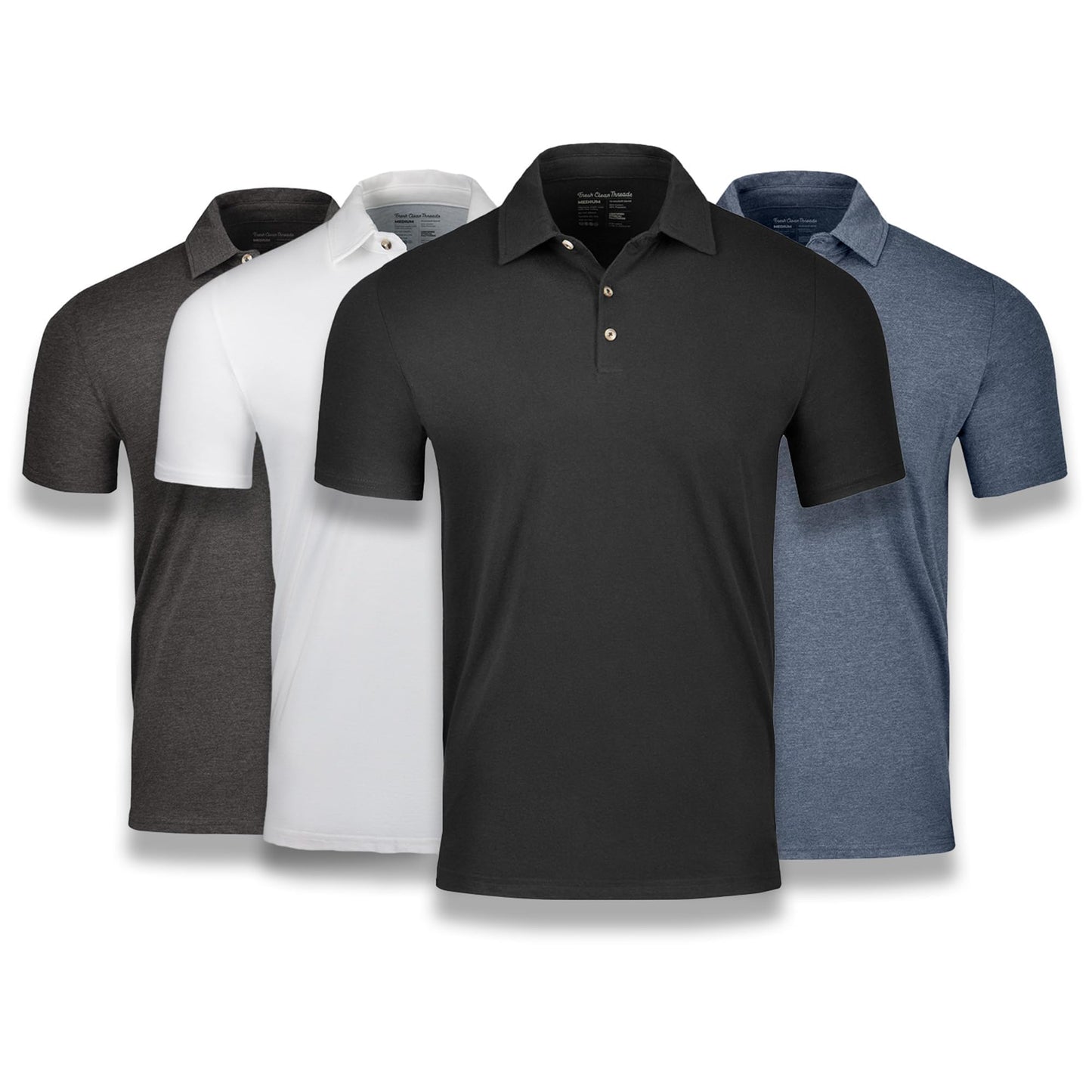 HOTFresh Clean Threads Mens Polo Shirts - Pre Shrunk Soft Fitted Premium Classic Shirt - Men's Polos Cotton Poly T-Shirt Blend