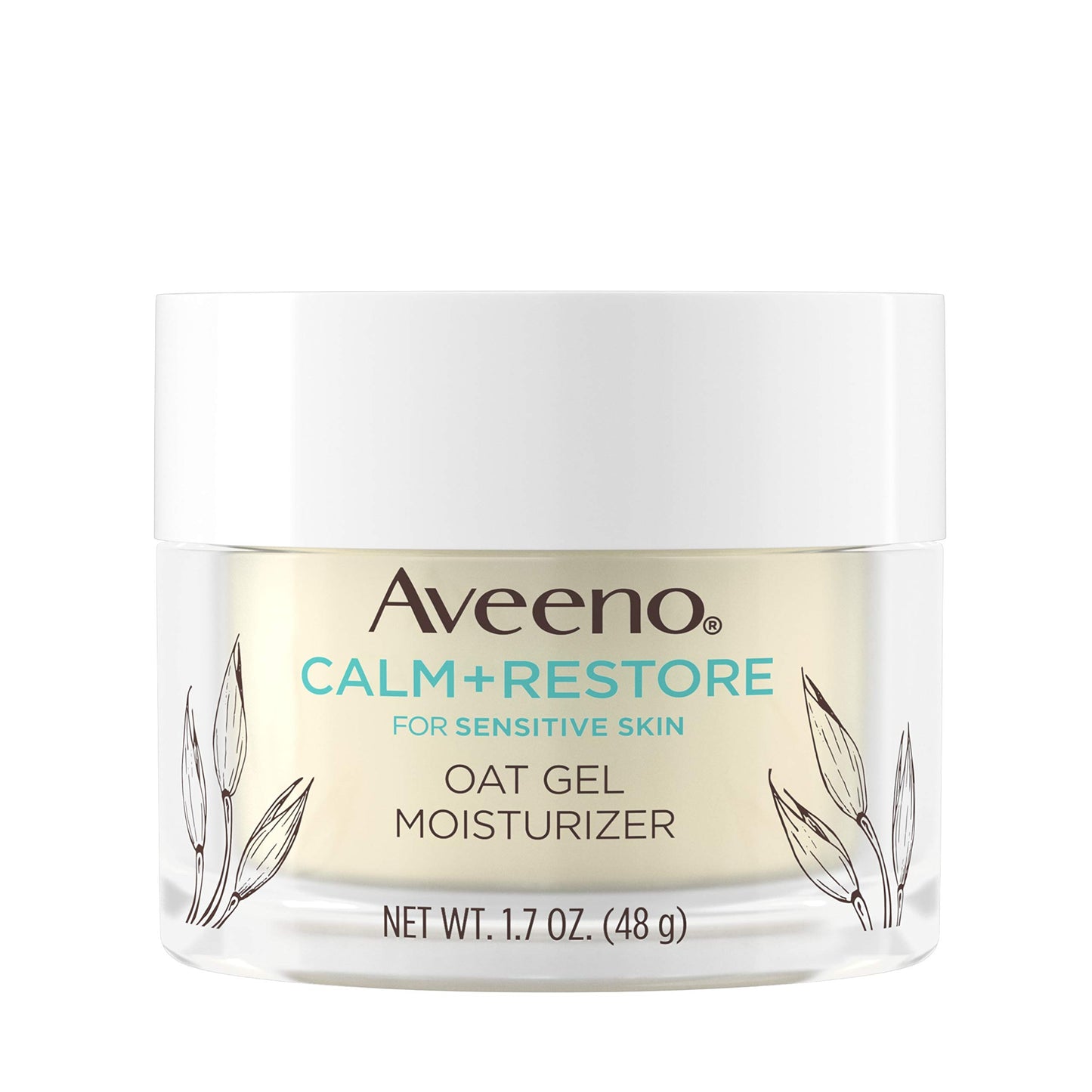 HOTAveeno Calm + Restore Oat Gel Face Moisturizer for Sensitive Skin, Fast-Absorbing & Lightweight Gel Moisturizer & Face Cream with Prebiotic Oat & Feverfew, Fragrance-Free & Hypoallergenic, 1.7 Fl Oz
