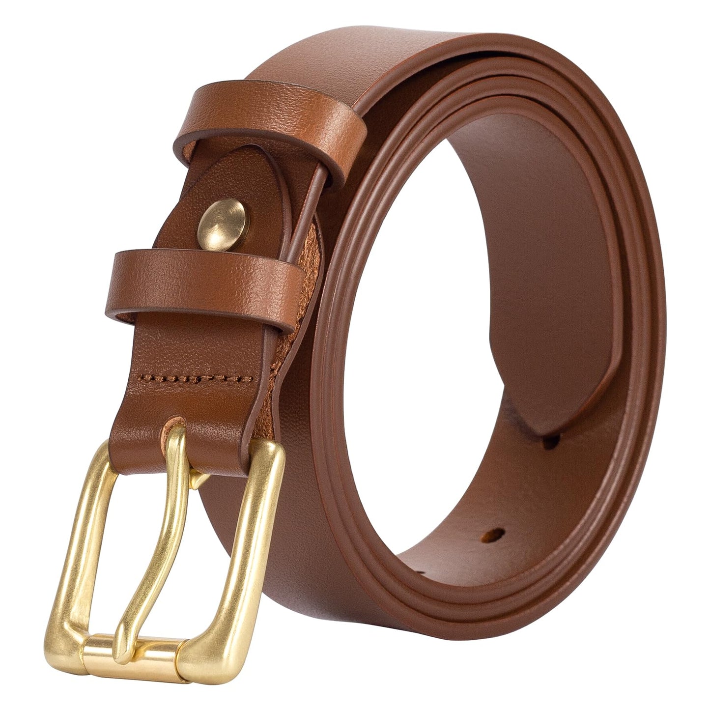 HOTWomens Belts for Jeans 1.1" Width Ladies Belts for Dresses Full Grain Leather Gold Buckle Belt Gift Box