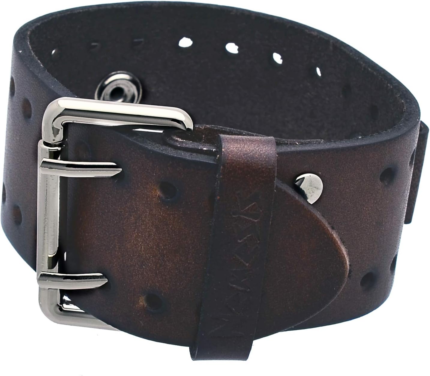 HOTBN-BB Unisex 20mm Lug Width 39mm Wide Dark Brown Wide Leather Cuff Wrist Watch Band