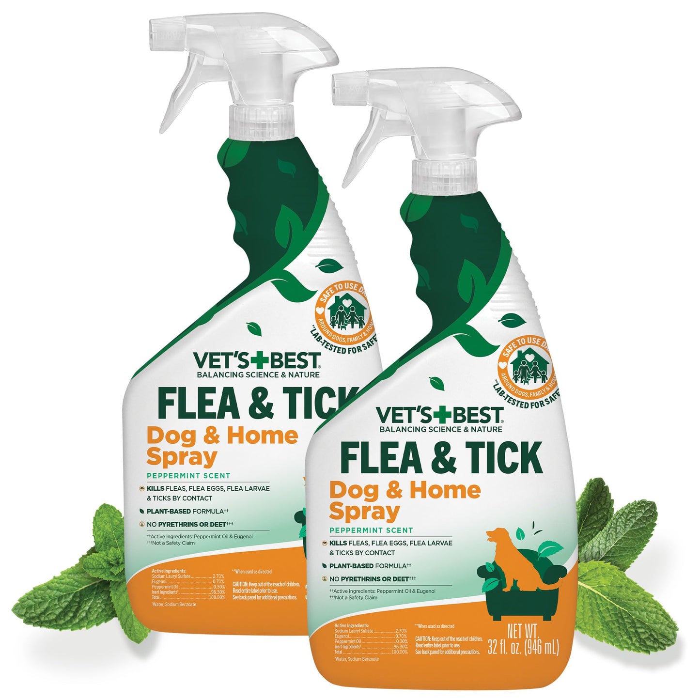 HOTVet’s Best Indoor Flea and Tick Spray – Dog Flea and Tick Treatment for Home, Plant-Based Formula with Natural Oils, Kills Fleas, Eggs & Ticks on Contact, Made in USA, 32 oz | Plant-Based Flea & Tick Spray, Kills Fleas, Eggs & Ticks on Contact, Natural