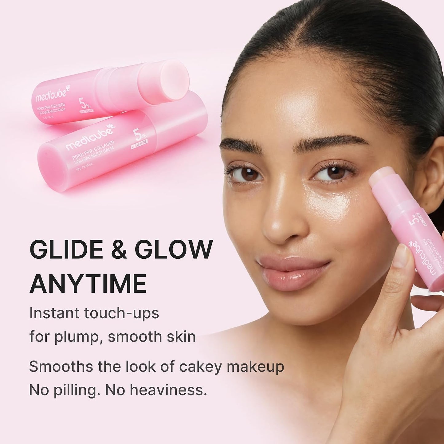 HOTmedicube PDRN Pink Collagen Volume Multi Balm Stick - Face & Body Balm | Volufiline, PDRN, NAD, Collagen - Under-Eyes, Neck, Forehead, Smile Lines, Lips, Plumping & Radiance for Line Care, K-Beauty