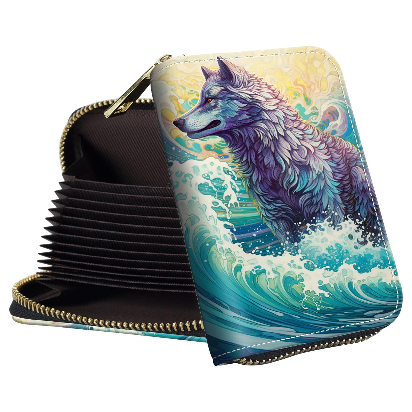 HOTSmall Wallet for Women Credit Card Holder,RFID Leather Business Card Case Wallet with Zipper Design for Women Men Gifts-Butterflies and Elephants
