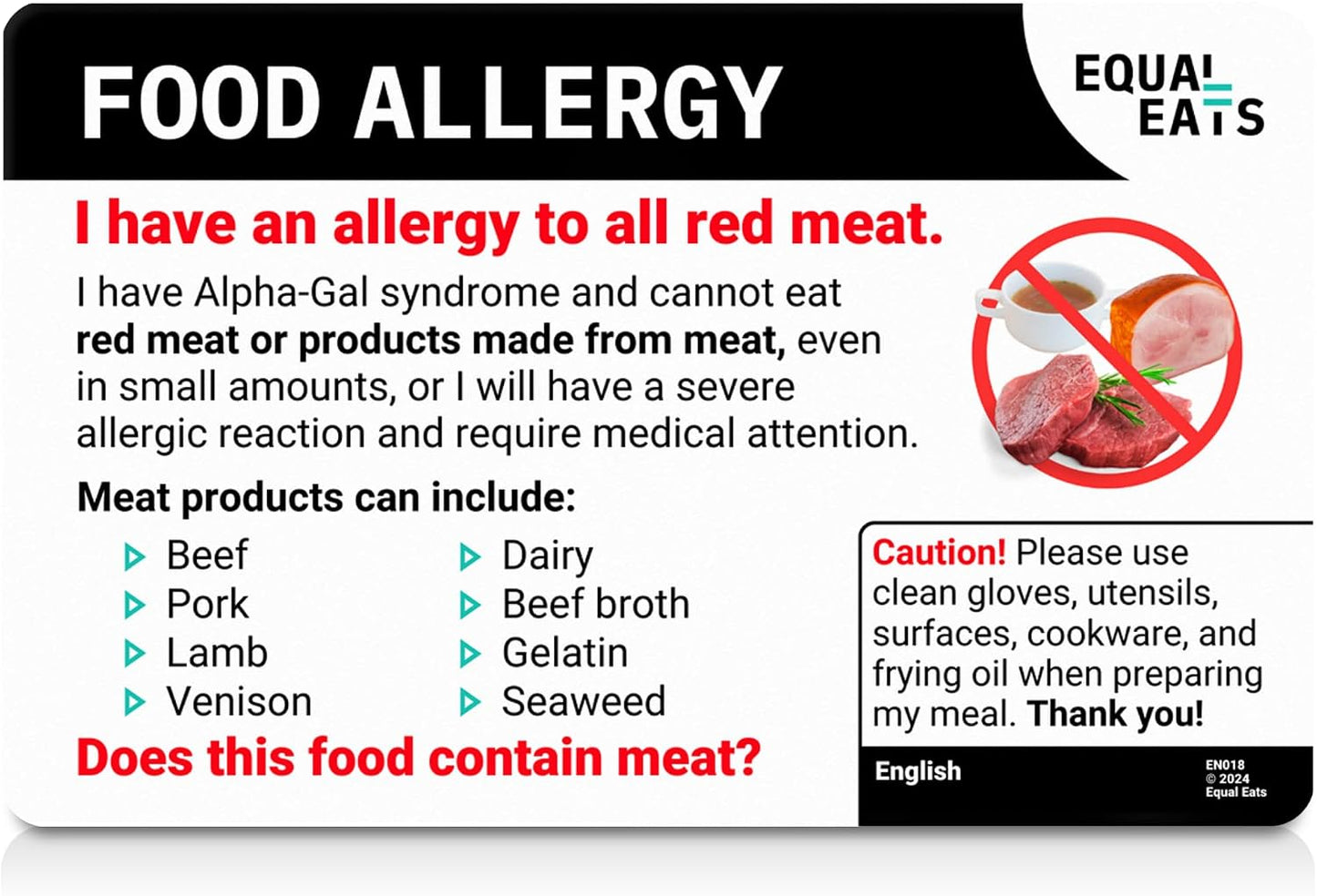 HOTShellfish Allergy Translation Card, 50 Langauges (Polish)