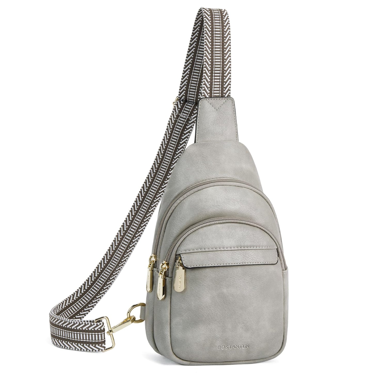 HOTBOSTANTEN Sling Bag for Women Leather Crossbody Bags Fanny Pack Chest Bag for Travel