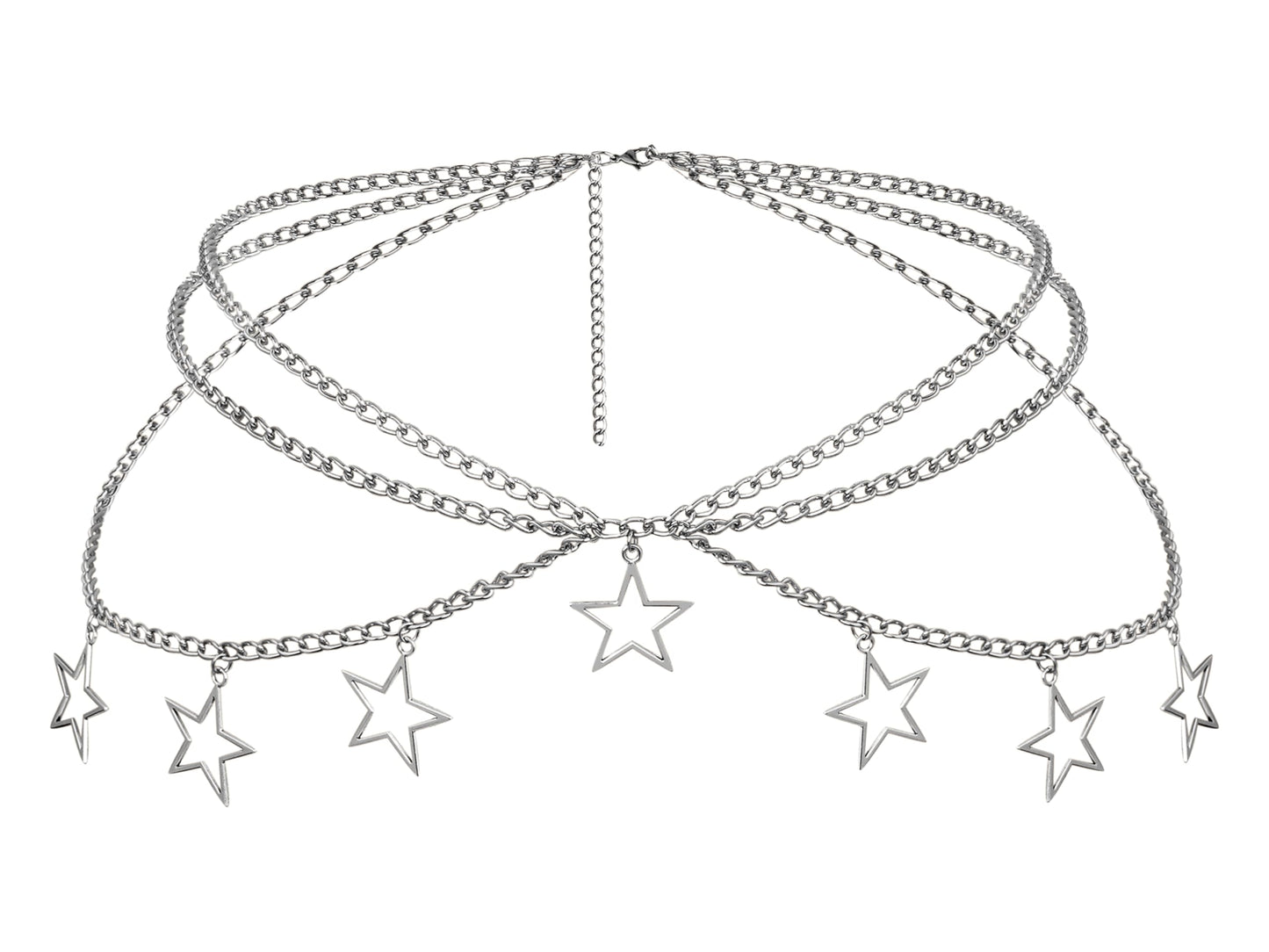 HOTGoth Y2k Star Waist Chain Belt, Punk Emo Grunge Aesthetic Body Jewelry