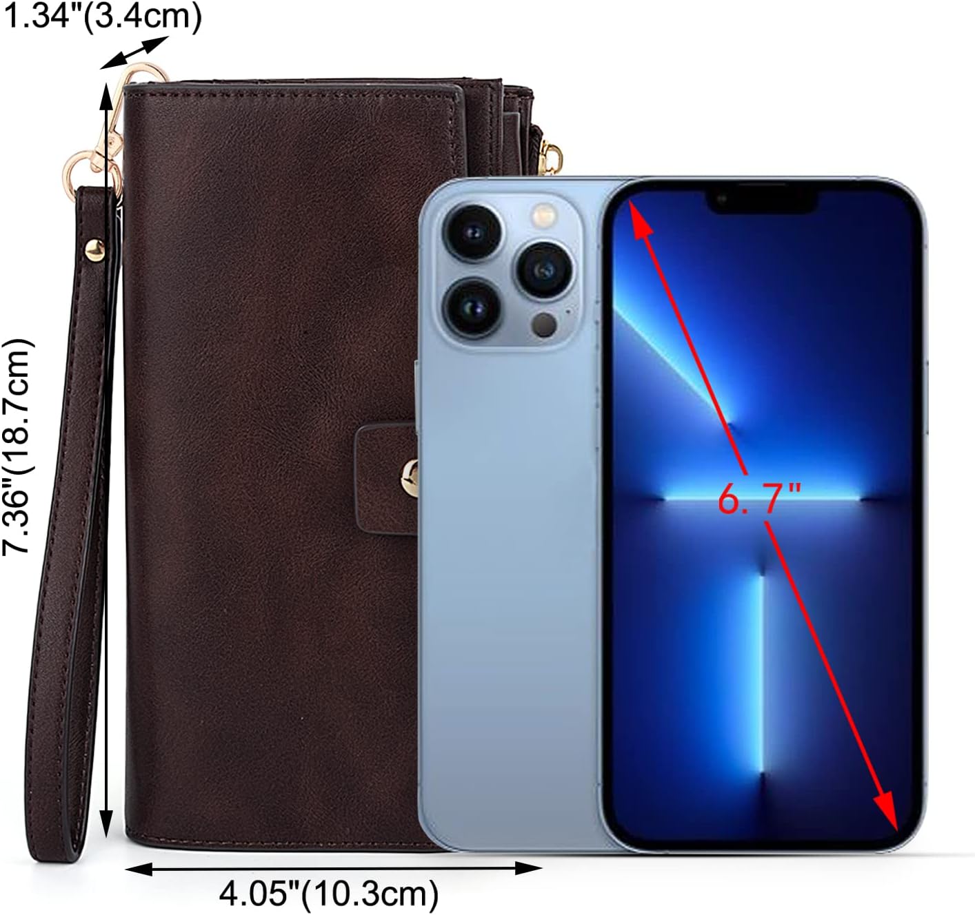 HOTUTO Wallet Women Vegan Leather Wristlet Snap Long Purse Credit Card Holder Elegant Clutch