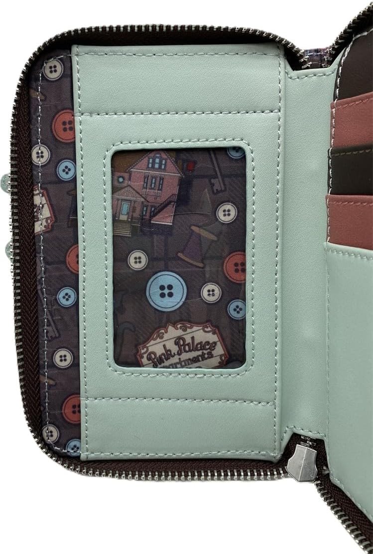 HOTLoungefly Coraline Garden Party Zip-Around Wallet – Officially Licensed, Faux Leather, Embroidered Details, Multiple Card Slots