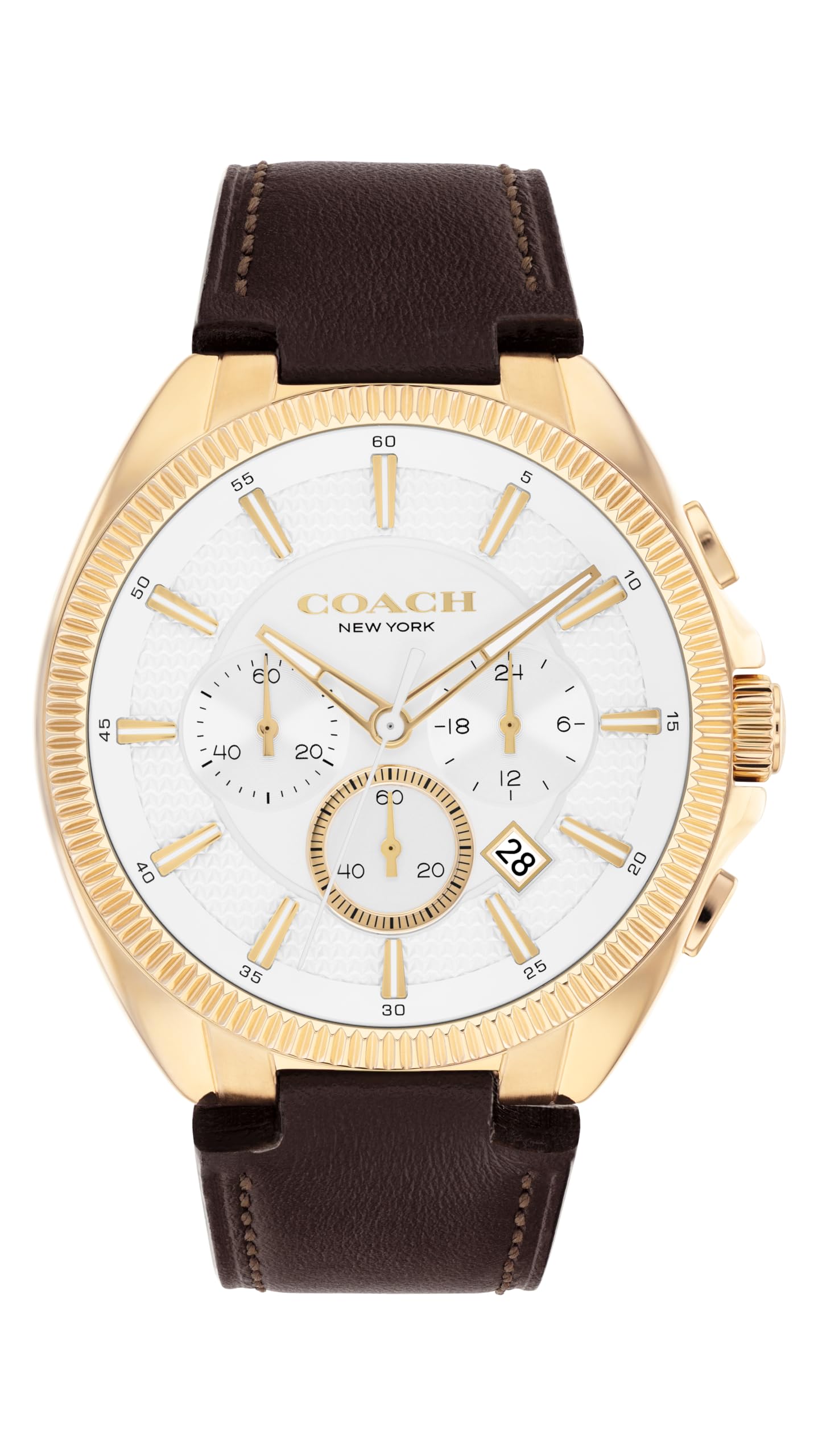 HOTCOACH Men's Jackson Chronograph Watch, 45mm Case Size, Genuine Leather Strap, Premium Fashion, Everyday Wear - Gift for Him