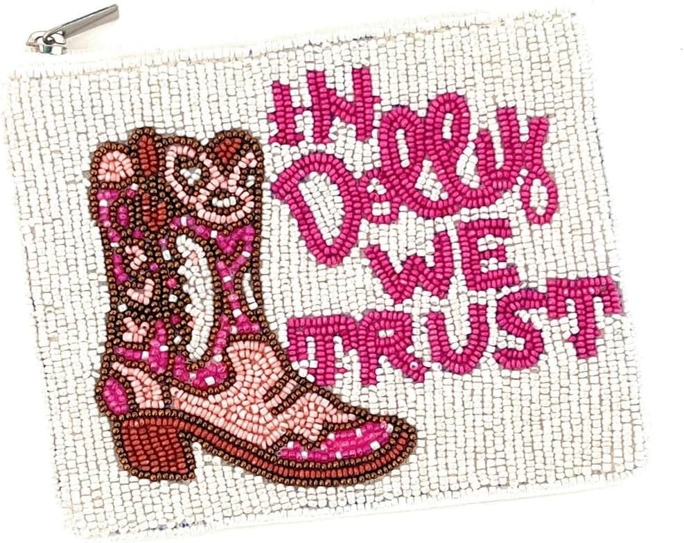 HOTIn Dolly We Trust Beaded Coin Pouch, Small Wallet, Small Pouch, Birthday Gift, Gift Card Pouch, Purse to Carry Essentials, Country Music Fan Gift