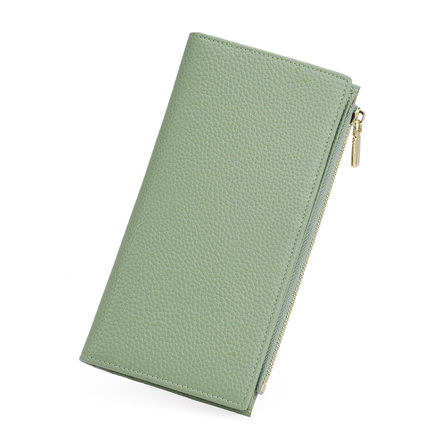 HOTGOIACII Womens Wallet Kiss Lock Bifold Leather Wallets for Women Green | Vintage Wallet for Women,Ladies Clutch Purse,Women's Card Holder Wallet with Zipper