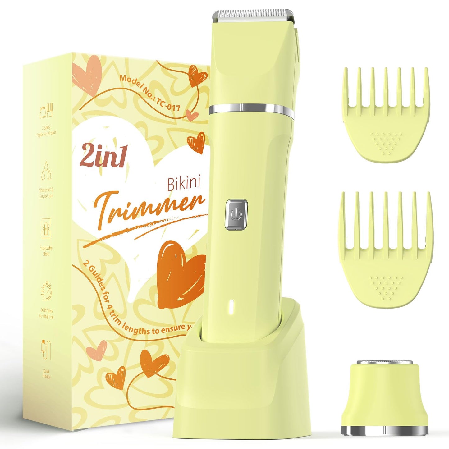 HOTRisina Bikini Trimmer for Women - Painless Electric Razors for Silk Skin,Cordless Body Shaver with Ceramic Blade, Replaceable Lady Razor, IPX7 Waterproof & Easy Cleaning, Birthday Gifts for Women