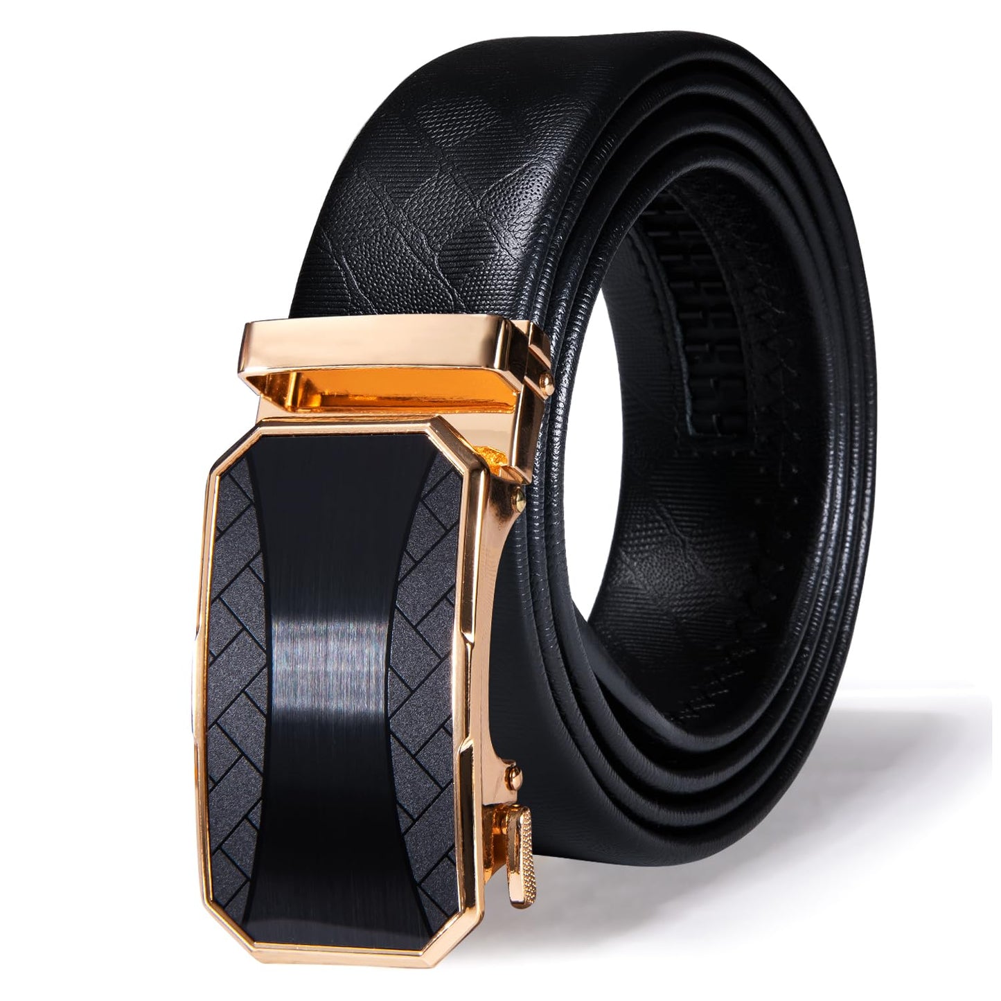 HOTDubulle Designer Mens Belts, Sliding Automatic Buckle Ratchet Dress Belt TOP Genuine Leather Strap Gifts