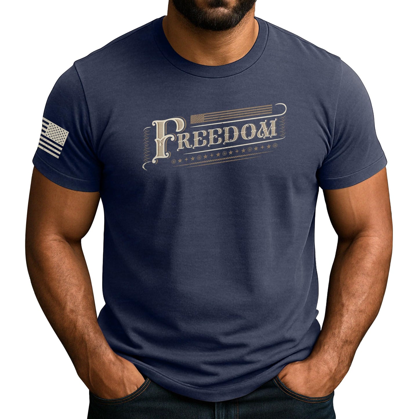 HOTAmerican Freedom Shirts for Men, Patriotic Shirts for Men | Patriotic shirt featuring freedom-themed graphics and American flag-inspired details with a bold heritage design