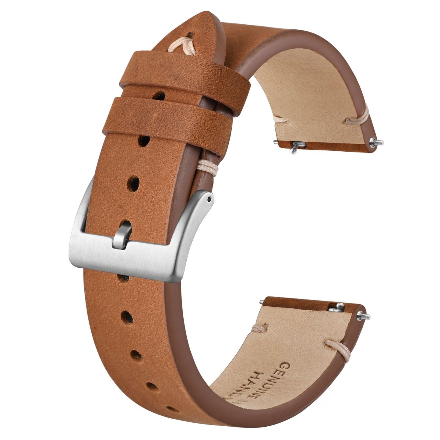 HOTBISONSTRAP Distressed Leather Watch Strap, Watch Replacement Bands for Men, Quick Release Spring Bars, Band Width 18mm 19mm 20mm 22mm 24mm