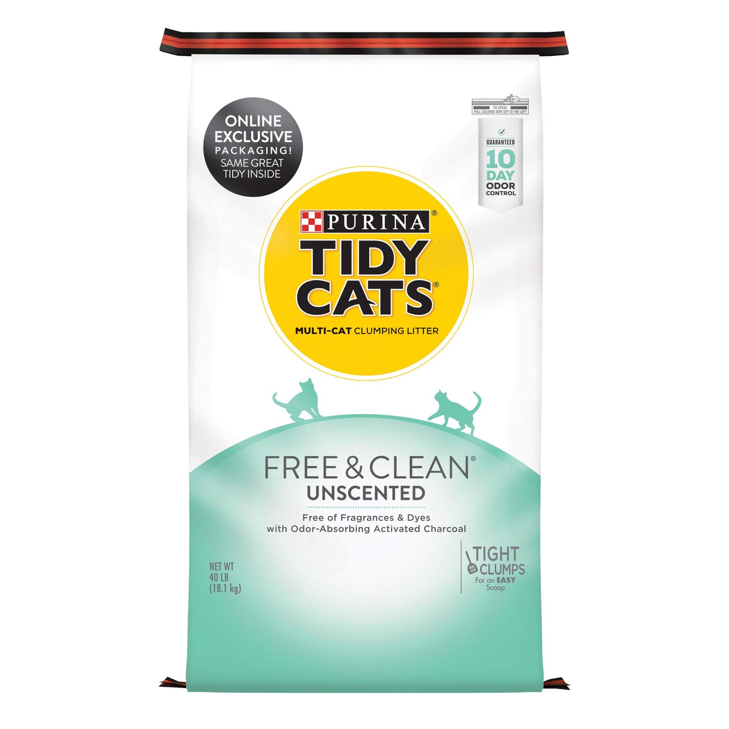 HOTPurina Tidy Cats Clumping Cat Litter Odor Control, Free and Clean Unscented Multi Cat Litter - 16 lb. Bag