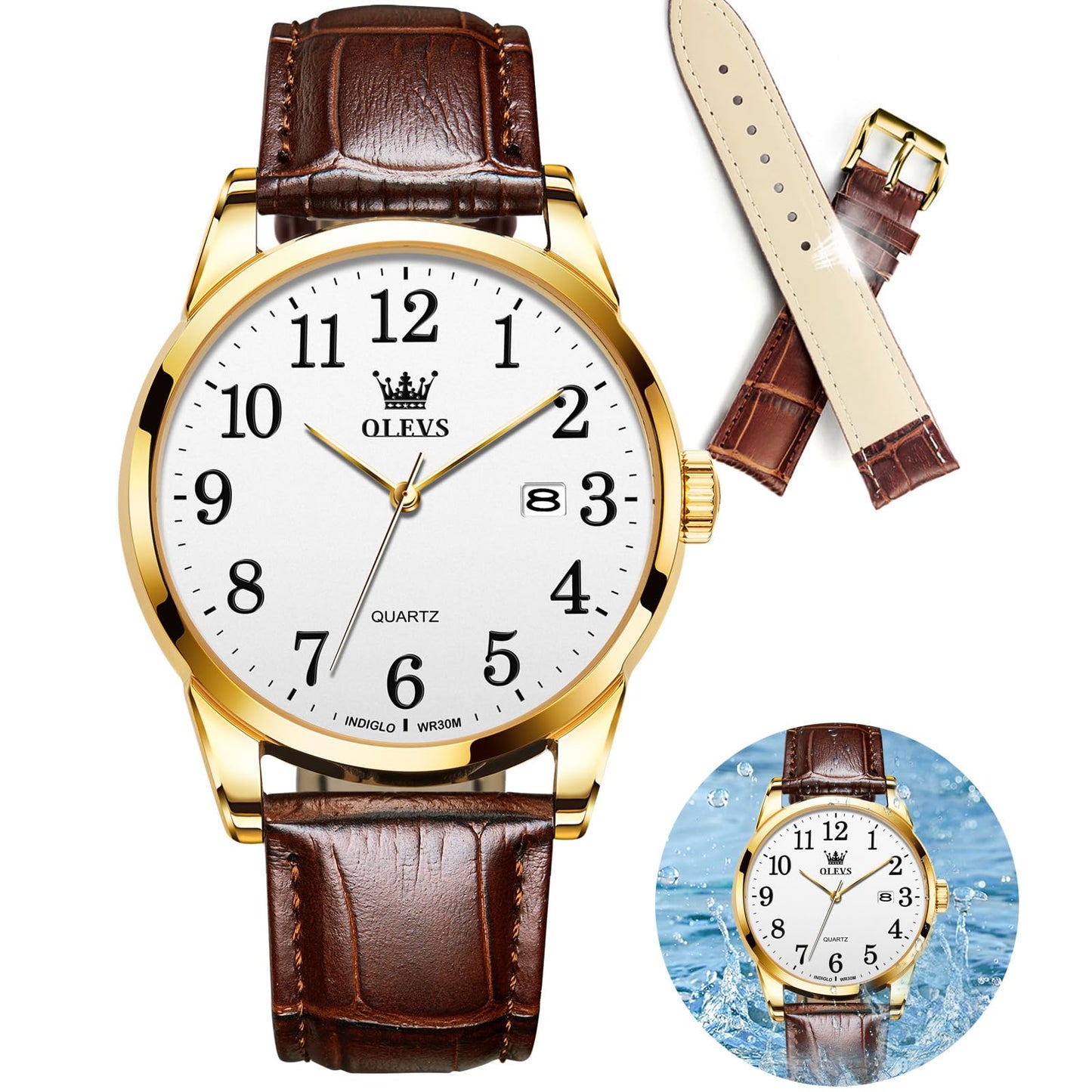 HOTOLEVS Watch Men Mens Watches Watches for Men Leather Band Classic Brown Leather Watch Men, Analog Watch Men, Black Mens Leather Watch, Dress Waterproof Large Face Mens Watch,Relojes para Hombres Watch