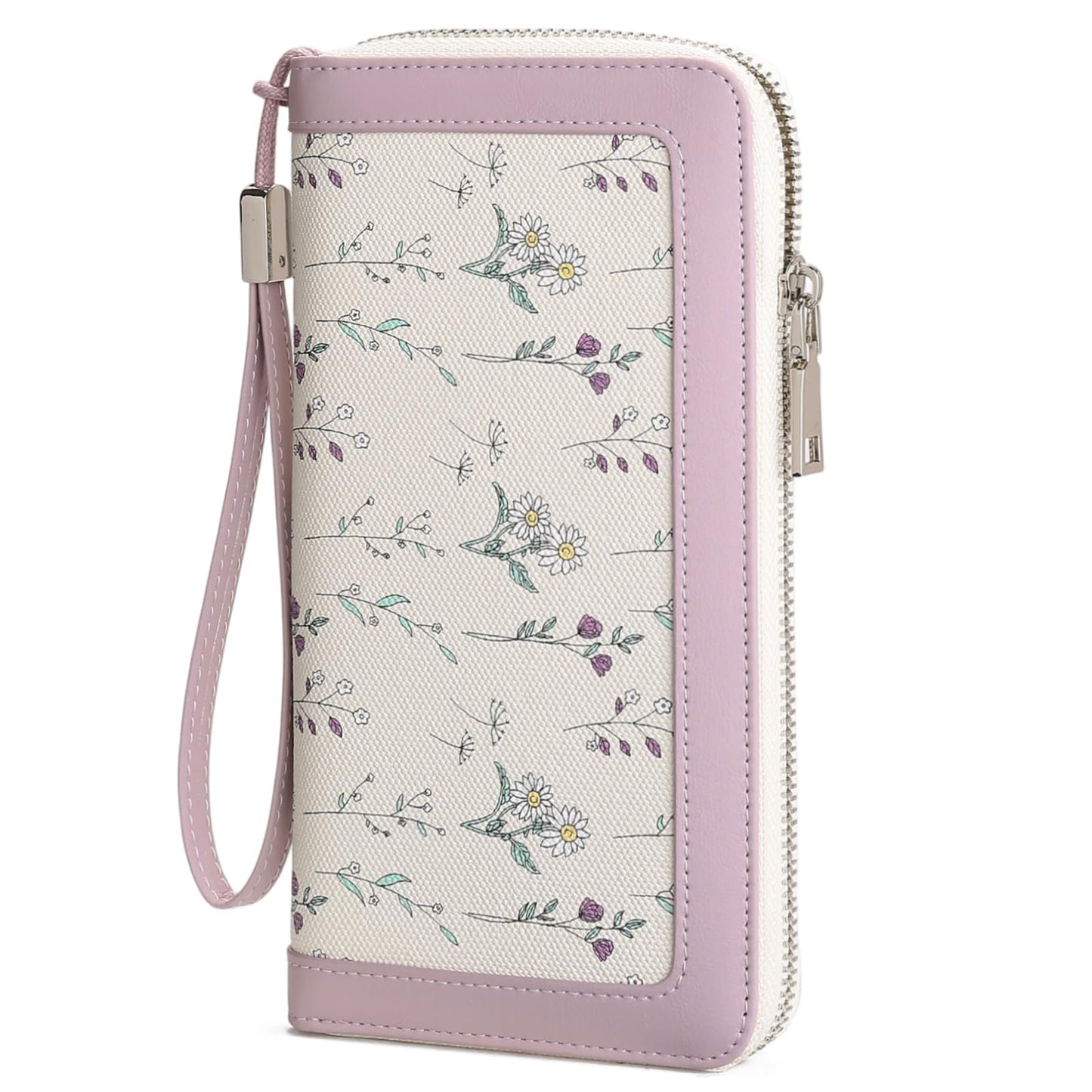 HOTGAEKEAO Wristlet Wallets for Women RFID Blocking Large Capacity Clutch Wallet Vegan Leather Zip Around Ladies Long Purse