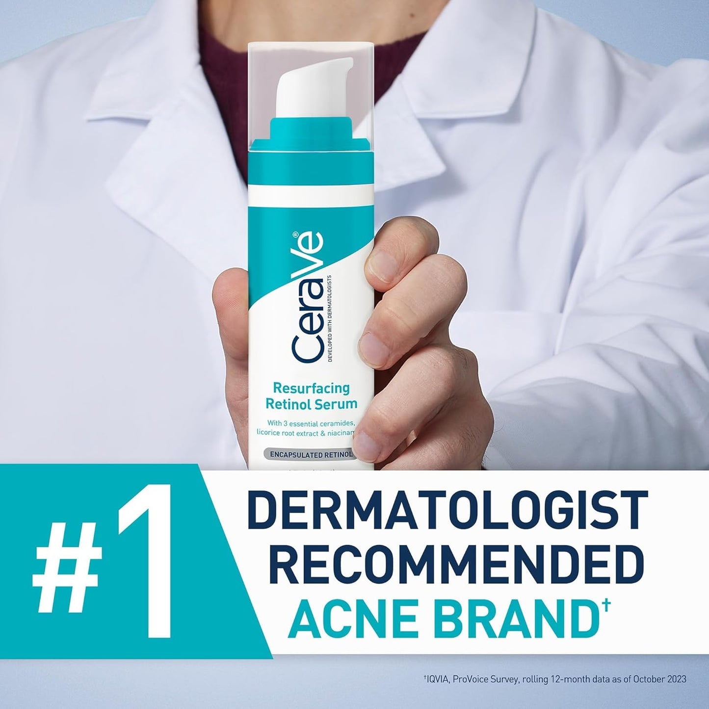 HOTCeraVe Resurfacing Retinol Serum For Post Acne Marks, Formulated With Licorice Root Extract & Niacinamide, Brightening Serum & Pore Minimizer For Face, Post Acne Skin Barrier Repair, Non-Comedogenic