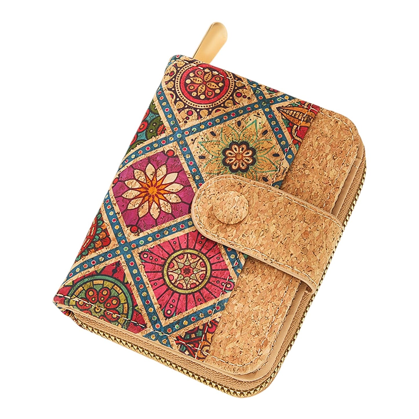 HOTCork Small Wallet for Women, Leather RFID Blocking Leather Purse for Ladies | Bifold Zipper Wallet with Credit Card Holder, ID Window for Female Teen